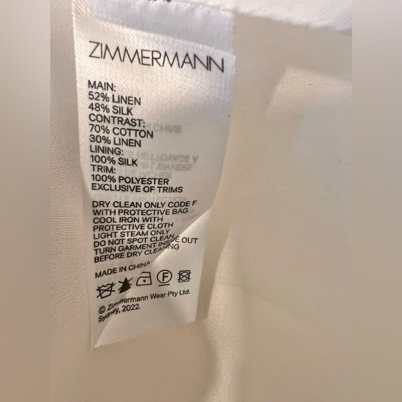 NWOT Zimmermann Tama Asymmetric Cut Out Silk And Linen Max Dress White Sz 2/ Med - Picture 16 of 16